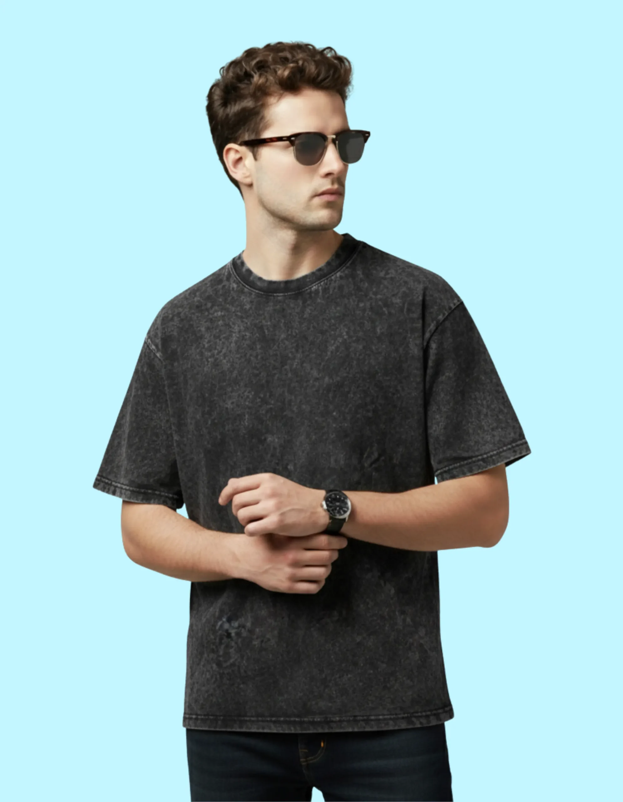 Men’s Acid Wash Oversized T-Shirt Men’s Acid Wash Oversized T-Shirt – Washed Black | Premium Cotton Streetwear by Jamuix