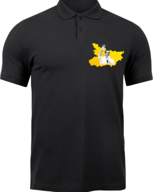 🖤 Jan Suraaj Bihar Map Polo T-Shirt – Black / White