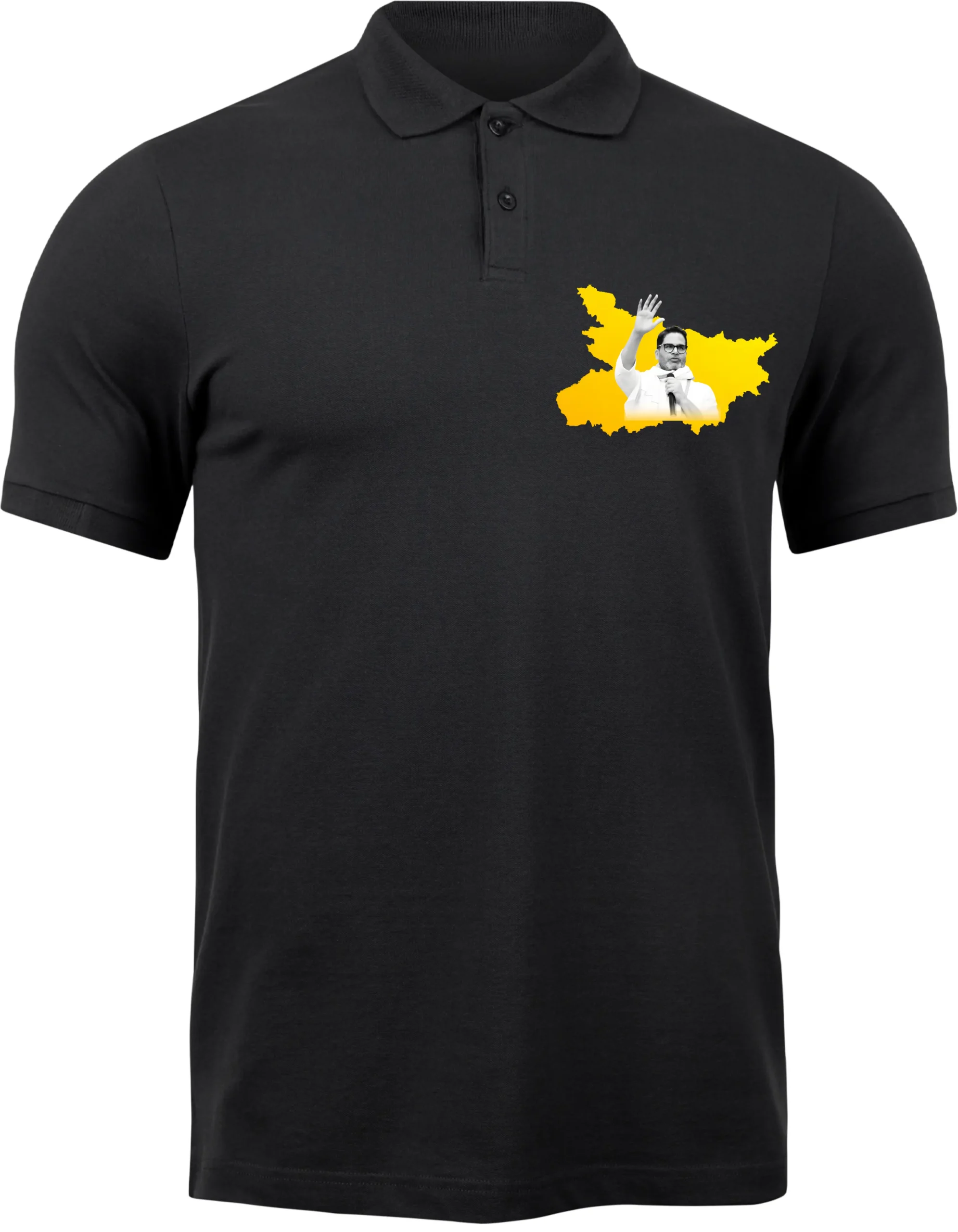 4 🖤 Jan Suraaj Bihar Map Polo T-Shirt – Black / White